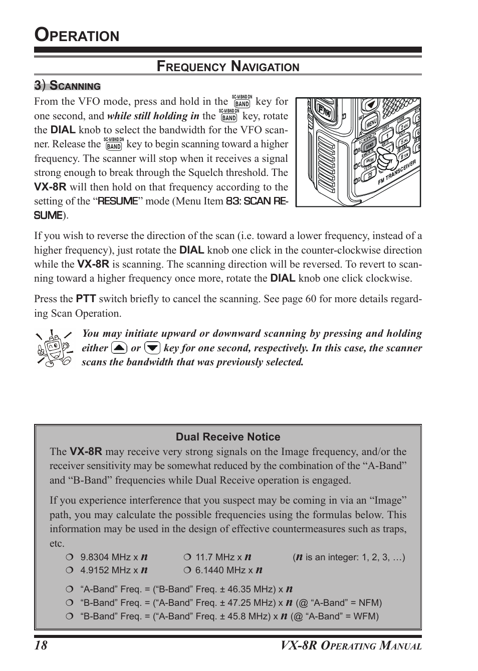 Peration, Vx-8r o, 18 3 ) s | Vertex Standard VX-8R User Manual | Page 20 / 172