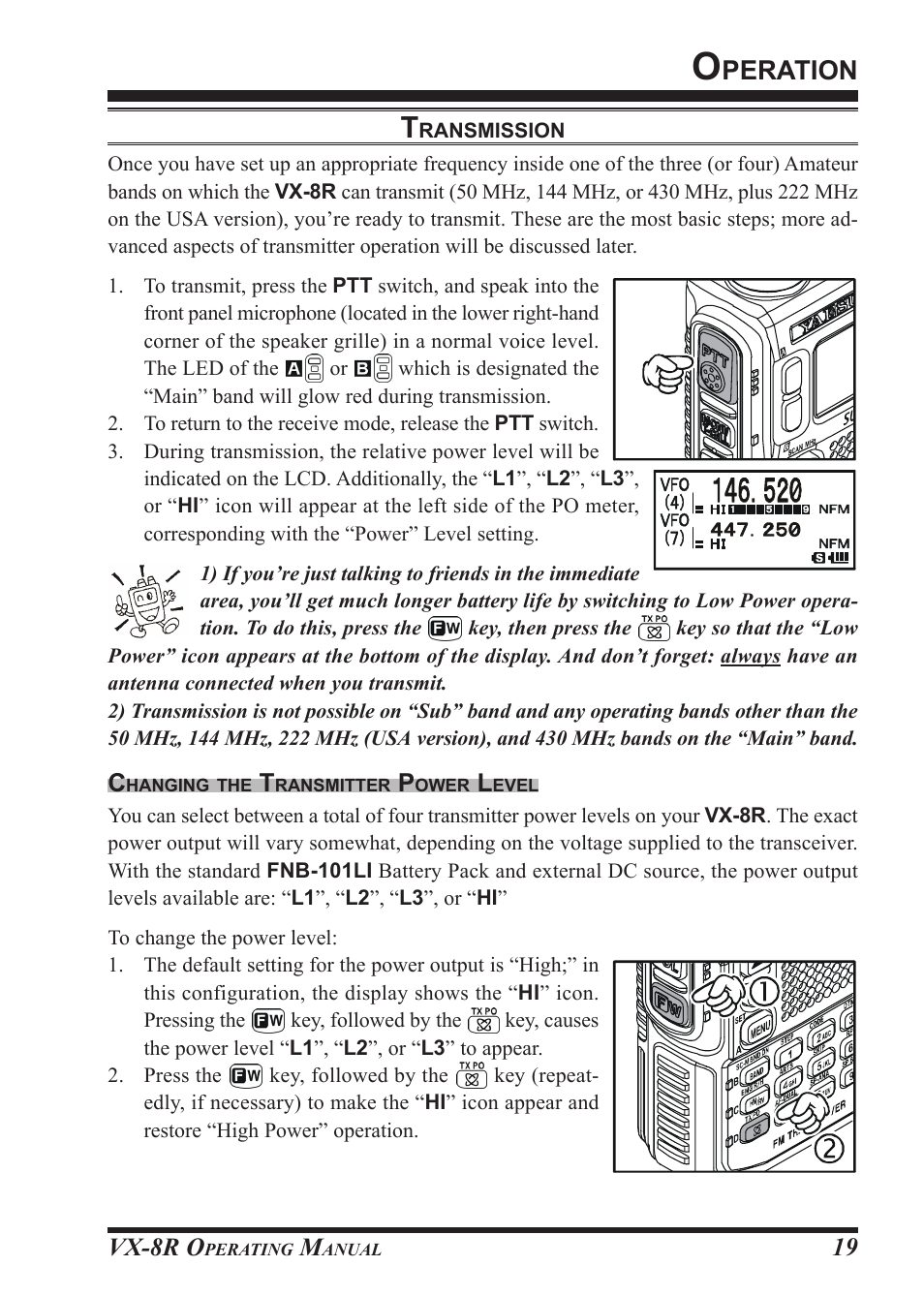 Peration, Vx-8r o | Vertex Standard VX-8R User Manual | Page 21 / 172