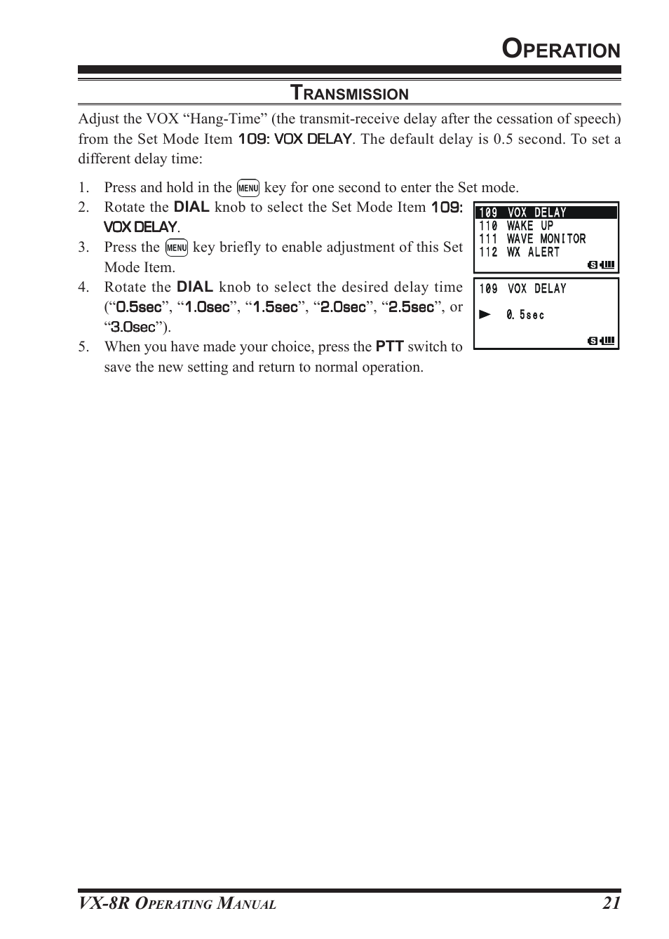 Peration, Vx-8r o | Vertex Standard VX-8R User Manual | Page 23 / 172