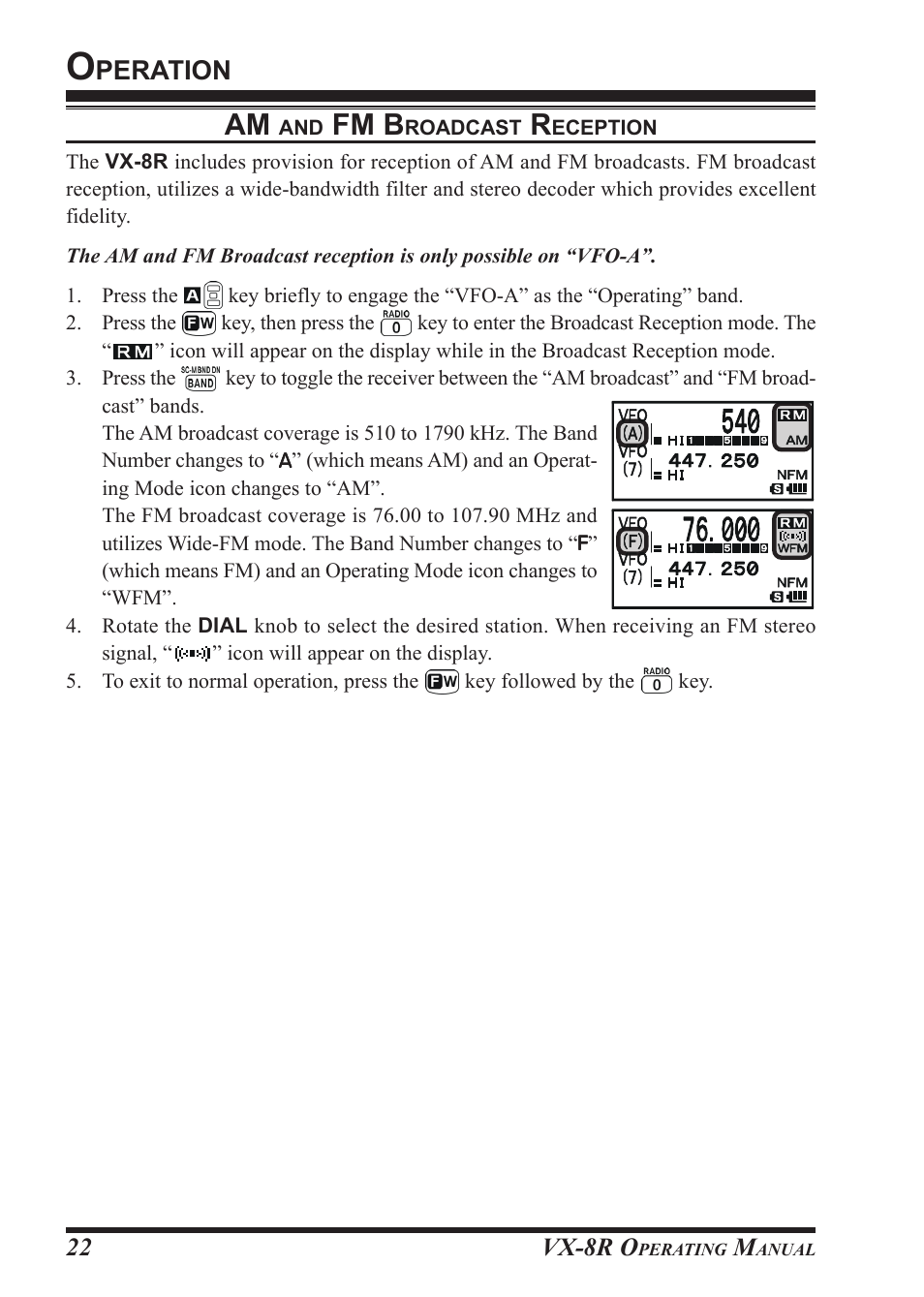 Fm b, Peration | Vertex Standard VX-8R User Manual | Page 24 / 172
