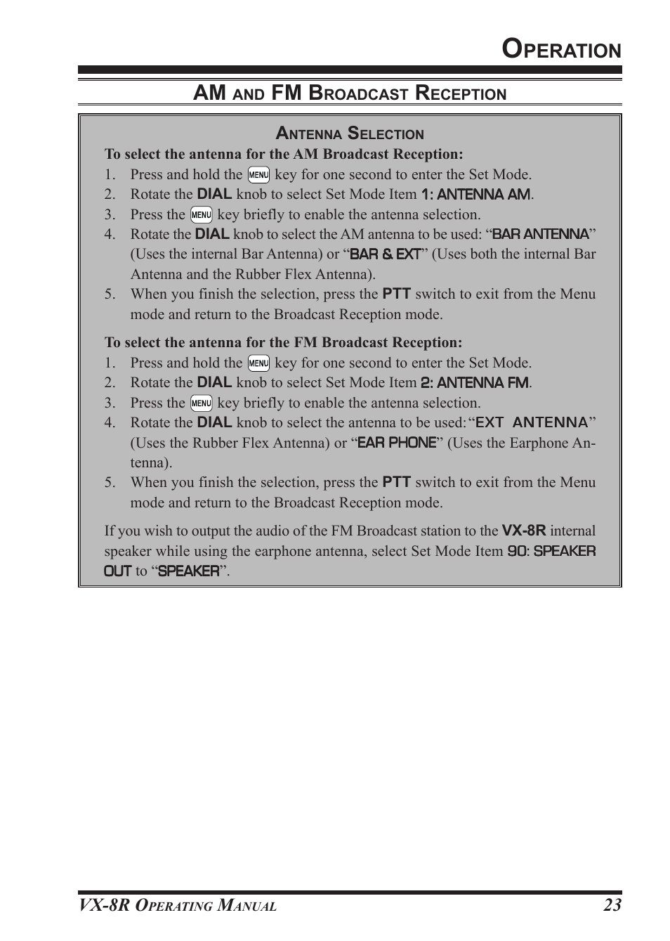Fm b, Peration, Vx-8r o | Vertex Standard VX-8R User Manual | Page 25 / 172