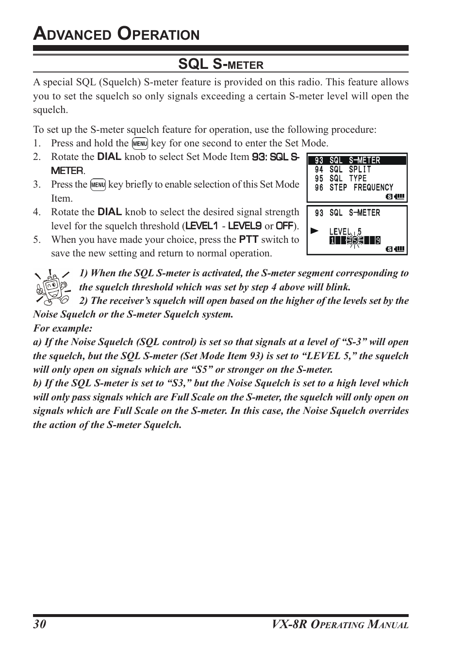 Sql s, Dvanced, Peration | Vx-8r o | Vertex Standard VX-8R User Manual | Page 32 / 172