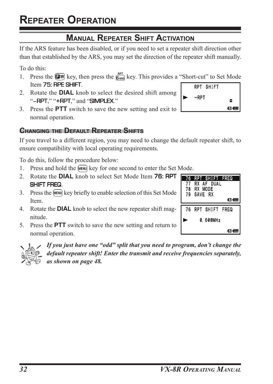 Epeater, Peration, Vx-8r o | Vertex Standard VX-8R User Manual | Page 34 / 172