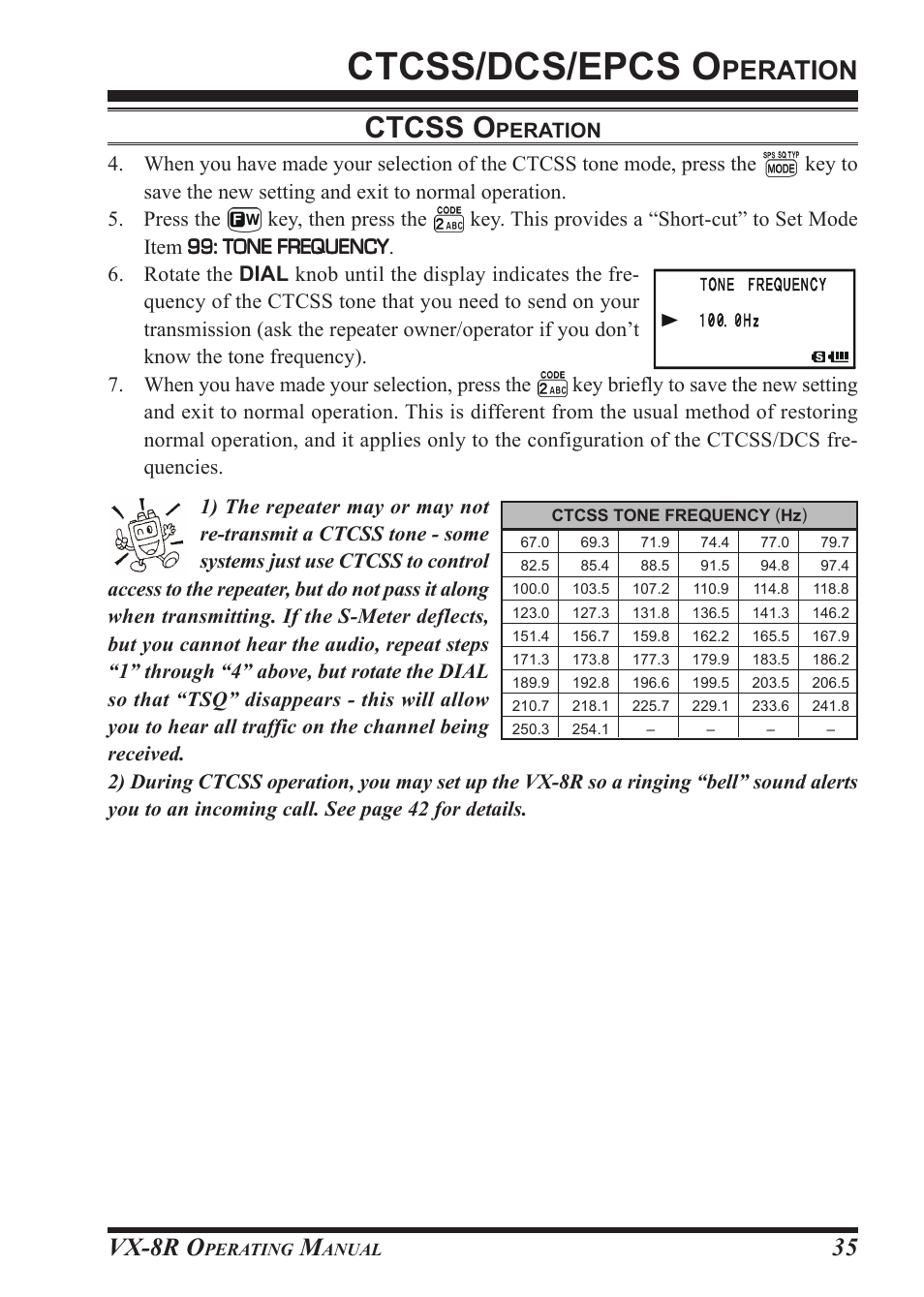 Ctcss/dcs/epcs o, Ctcss o, Peration | Vx-8r o | Vertex Standard VX-8R User Manual | Page 37 / 172