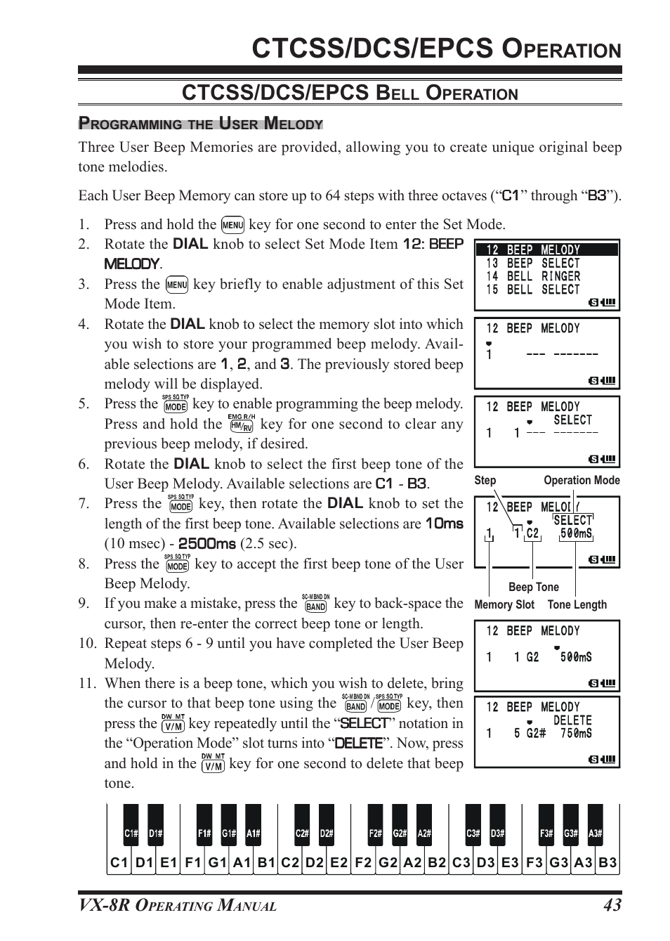 Ctcss/dcs/epcs o, Ctcss/dcs/epcs b, Peration | Vx-8r o | Vertex Standard VX-8R User Manual | Page 45 / 172