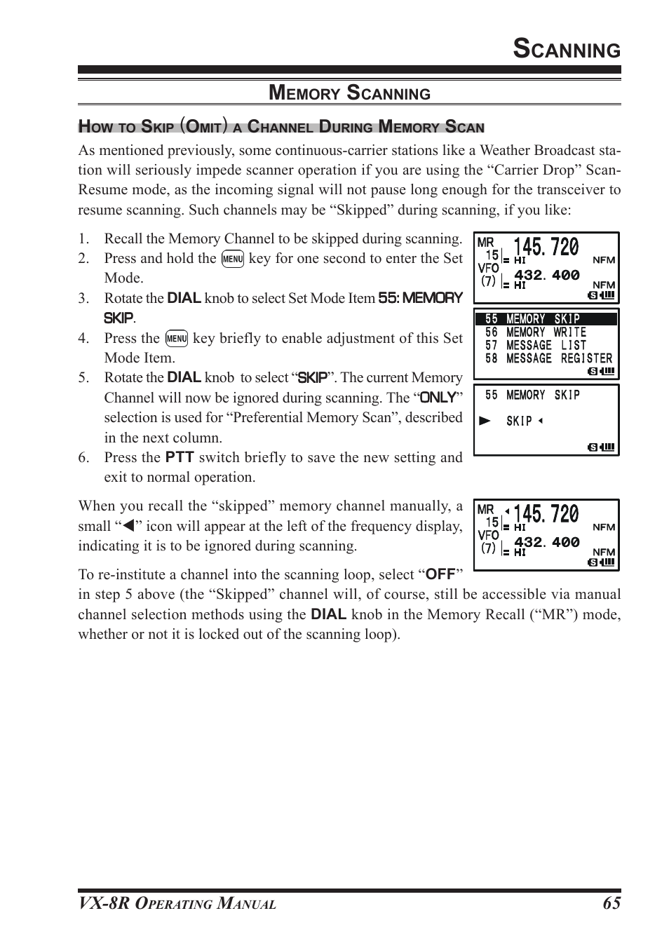 Canning, Vx-8r o, 65 h | Vertex Standard VX-8R User Manual | Page 67 / 172