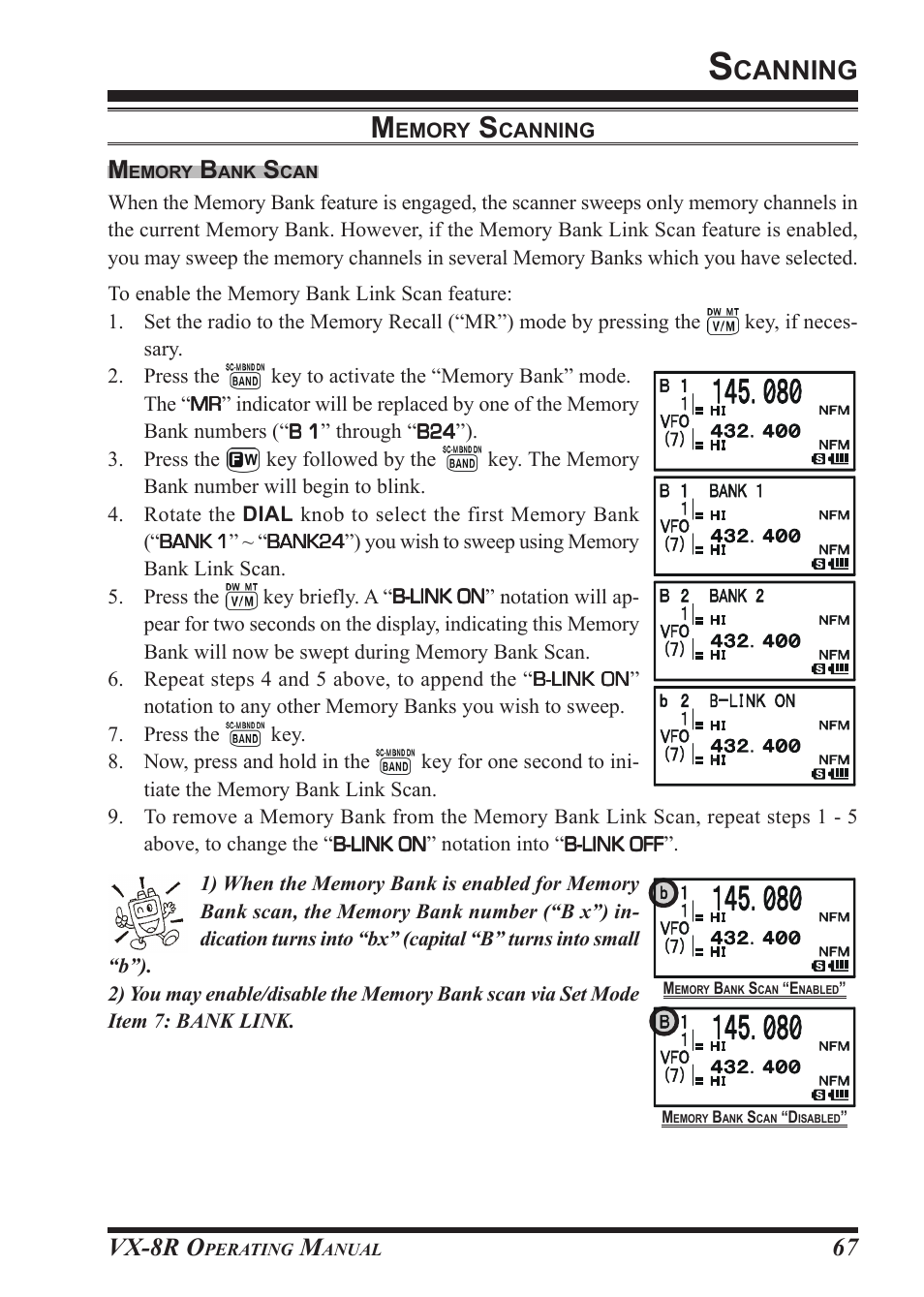 Canning, Vx-8r o, 67 m | Vertex Standard VX-8R User Manual | Page 69 / 172