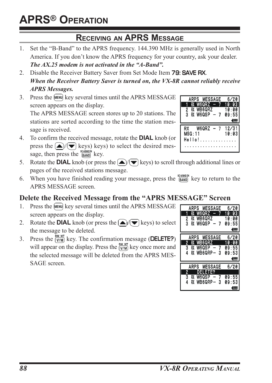 Aprs, Aprs m, Peration | Vx-8r o | Vertex Standard VX-8R User Manual | Page 90 / 172