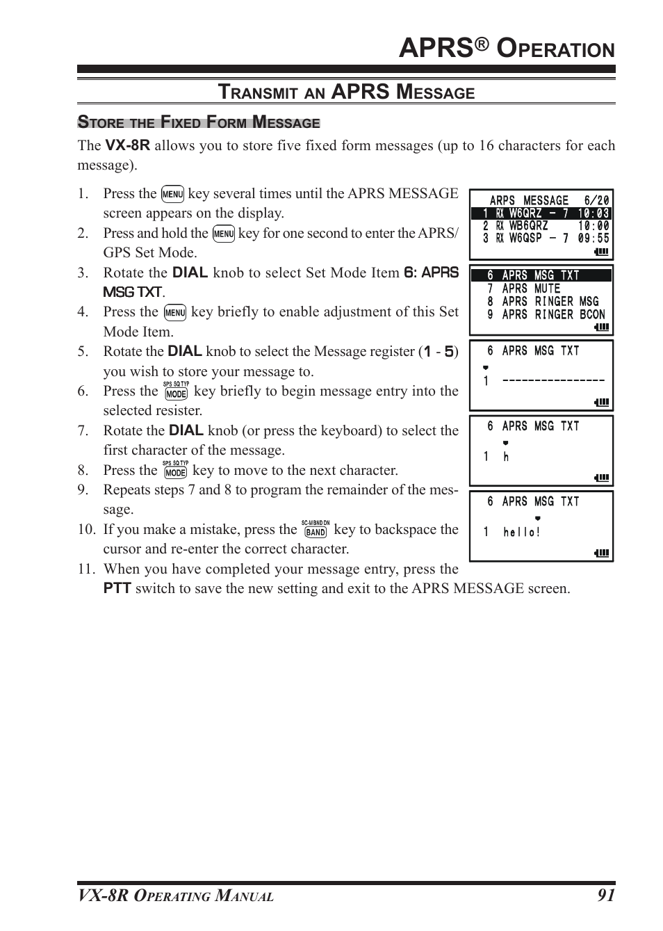 Aprs, Aprs m, Peration | Vx-8r o | Vertex Standard VX-8R User Manual | Page 93 / 172
