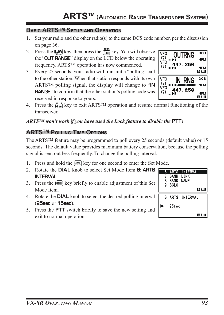 Vx-8r o, 93 b, Arts | Vertex Standard VX-8R User Manual | Page 95 / 172