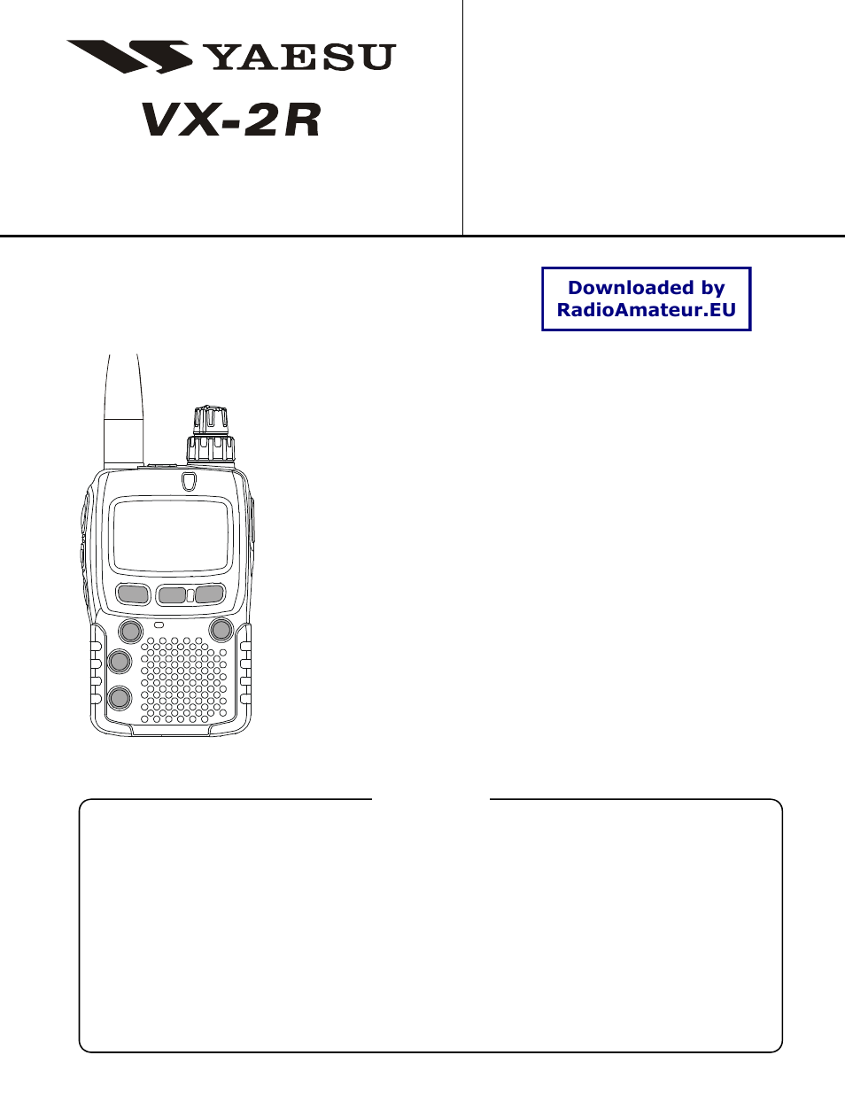 Vertex Standard Yaesu VX-2R User Manual | 44 pages