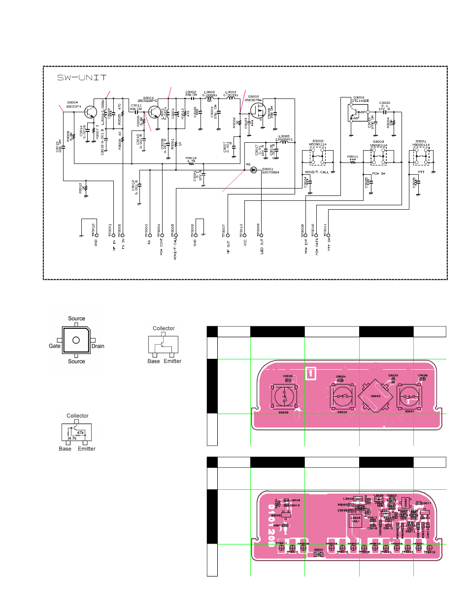 Sw unit, Circuit diagram, Parts layout | Vertex Standard Yaesu VX-2R User Manual | Page 37 / 44