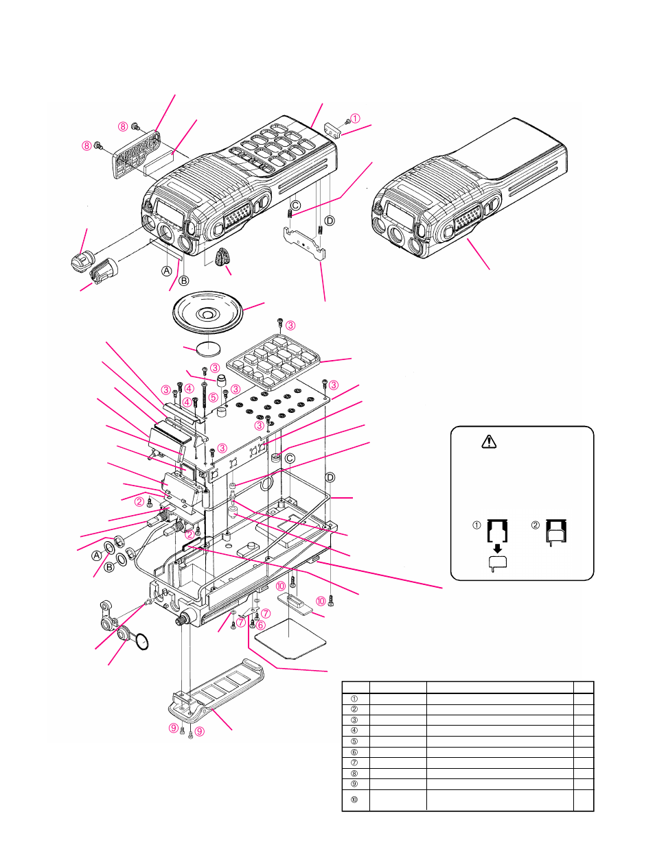 Exploded view & miscellaneous parts, Exploded views & miscellaneous parts, Caution | Vertex Standard VX-900 User Manual | Page 14 / 66