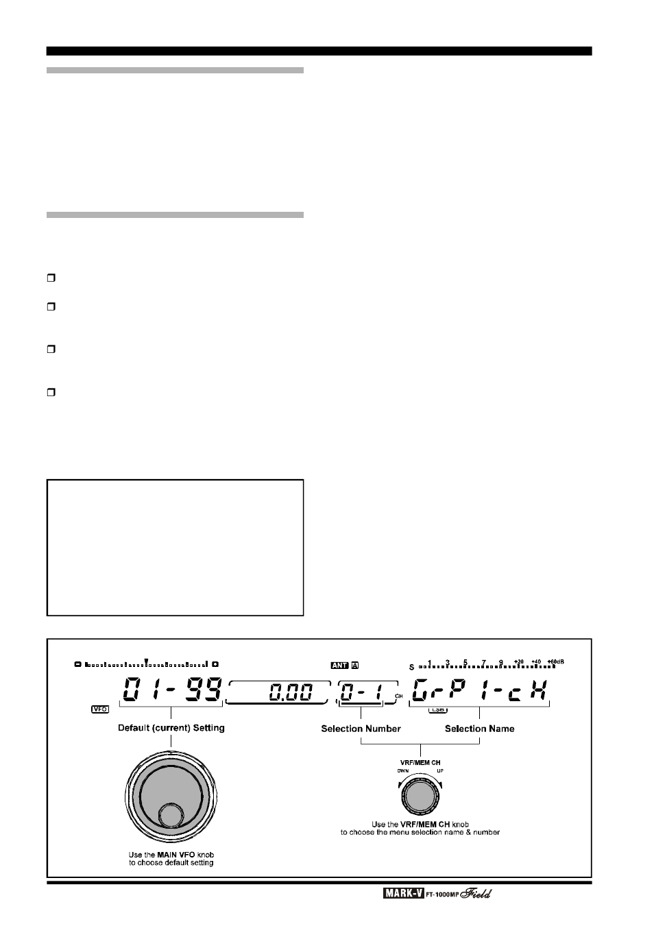 Menu selection and settings, 1 grp1-ch, 2 grp2-ch | 3 grp3-ch, 4 grp4-ch, 5 grp5-ch, 6 quick-ch, 7 (not used) | Vertex Standard FT-1000MP User Manual | Page 100 / 120