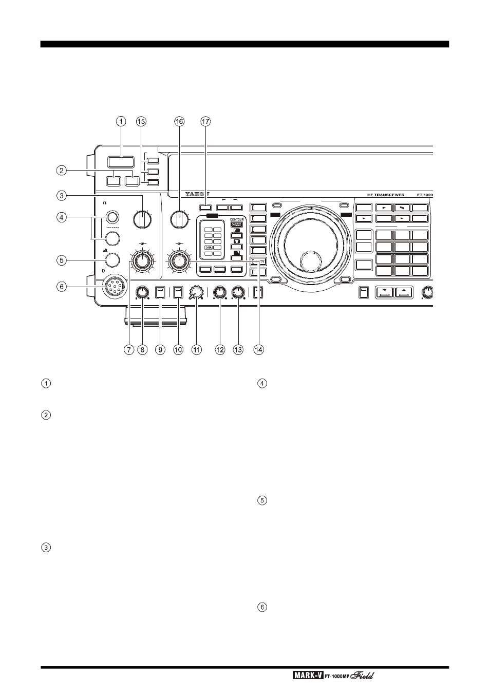 Ront, Anel, Ontrols | Page 22 o, Power button, Mox & vox buttons, Agc selector knob, Phones jack, Key jack, Mic jack | Vertex Standard FT-1000MP User Manual | Page 24 / 120