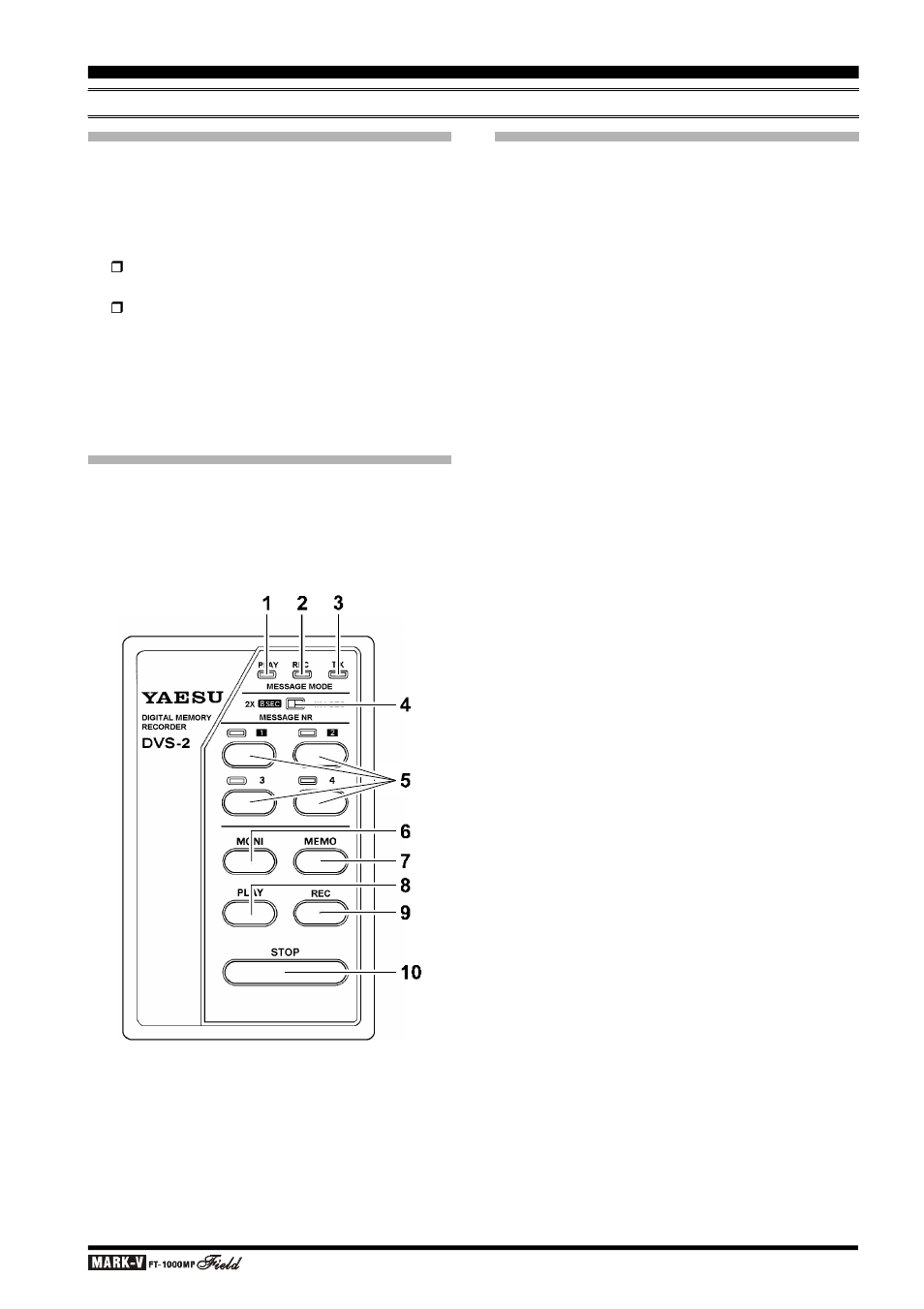 Advanced features, Dvs-2 d, Dvs-2 controls | Vertex Standard FT-1000MP User Manual | Page 83 / 120