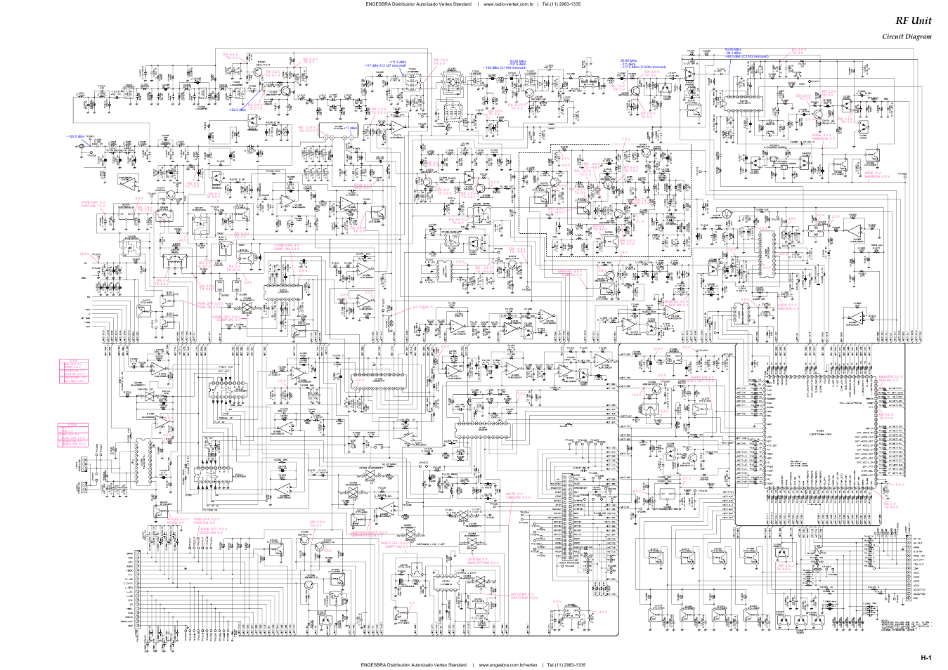 Rf unit, Circuit diagram, H-1 circuit diagram | Vertex Standard VX-4200 User Manual | Page 15 / 48