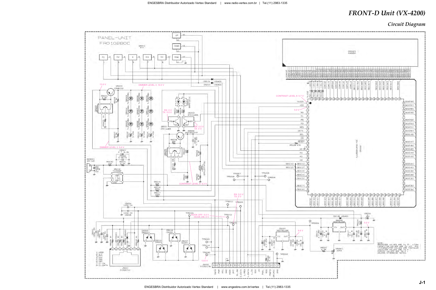 Front-d unit (vx-4200), Circuit diagram | Vertex Standard VX-4200 User Manual | Page 37 / 48