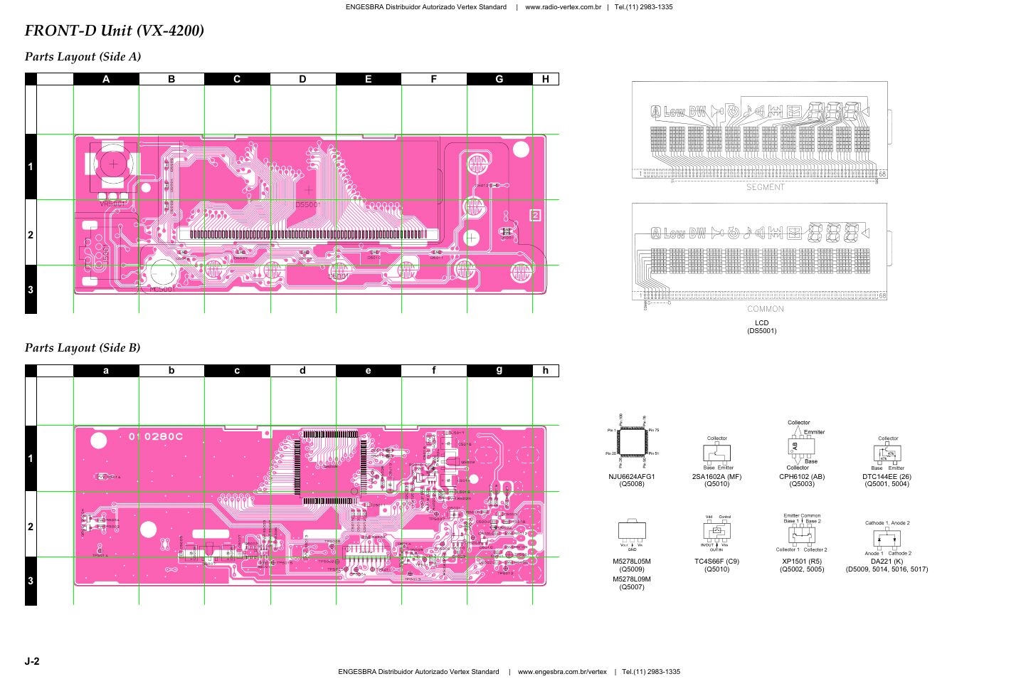 Parts layout, Front-d unit (vx-4200), Parts layout (side a) | Parts layout (side b) | Vertex Standard VX-4200 User Manual | Page 38 / 48