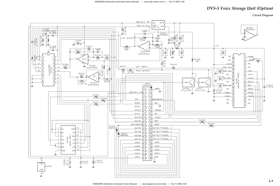 Dvs-5 voice storage unit, Circuit diagram, Dvs-5 voice storage unit (option) | Vertex Standard VX-4200 User Manual | Page 43 / 48