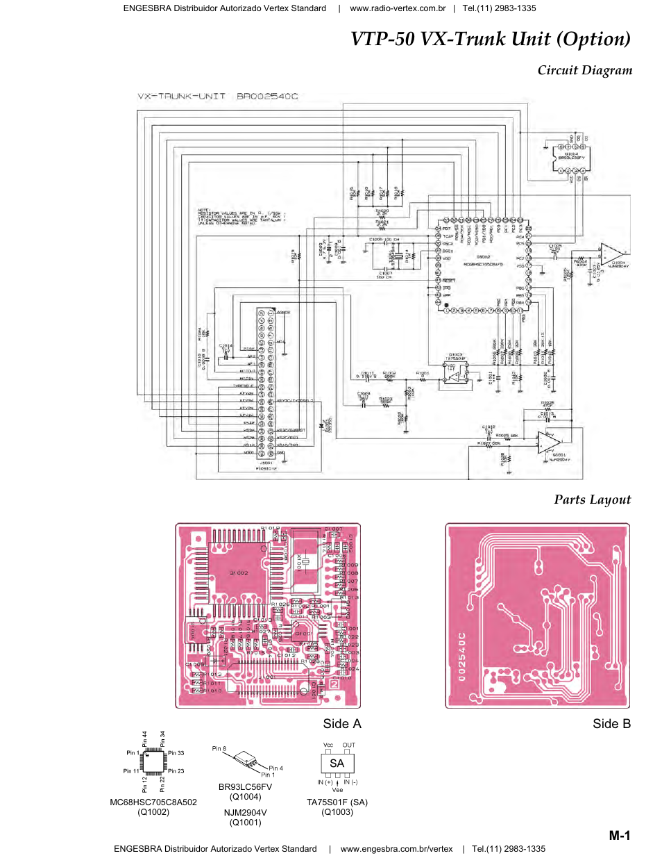 Vtp-50 vx-trunk unit, Circuit diagram, Parts layout | Vtp-50 vx-trunk unit (option) | Vertex Standard VX-4200 User Manual | Page 45 / 48