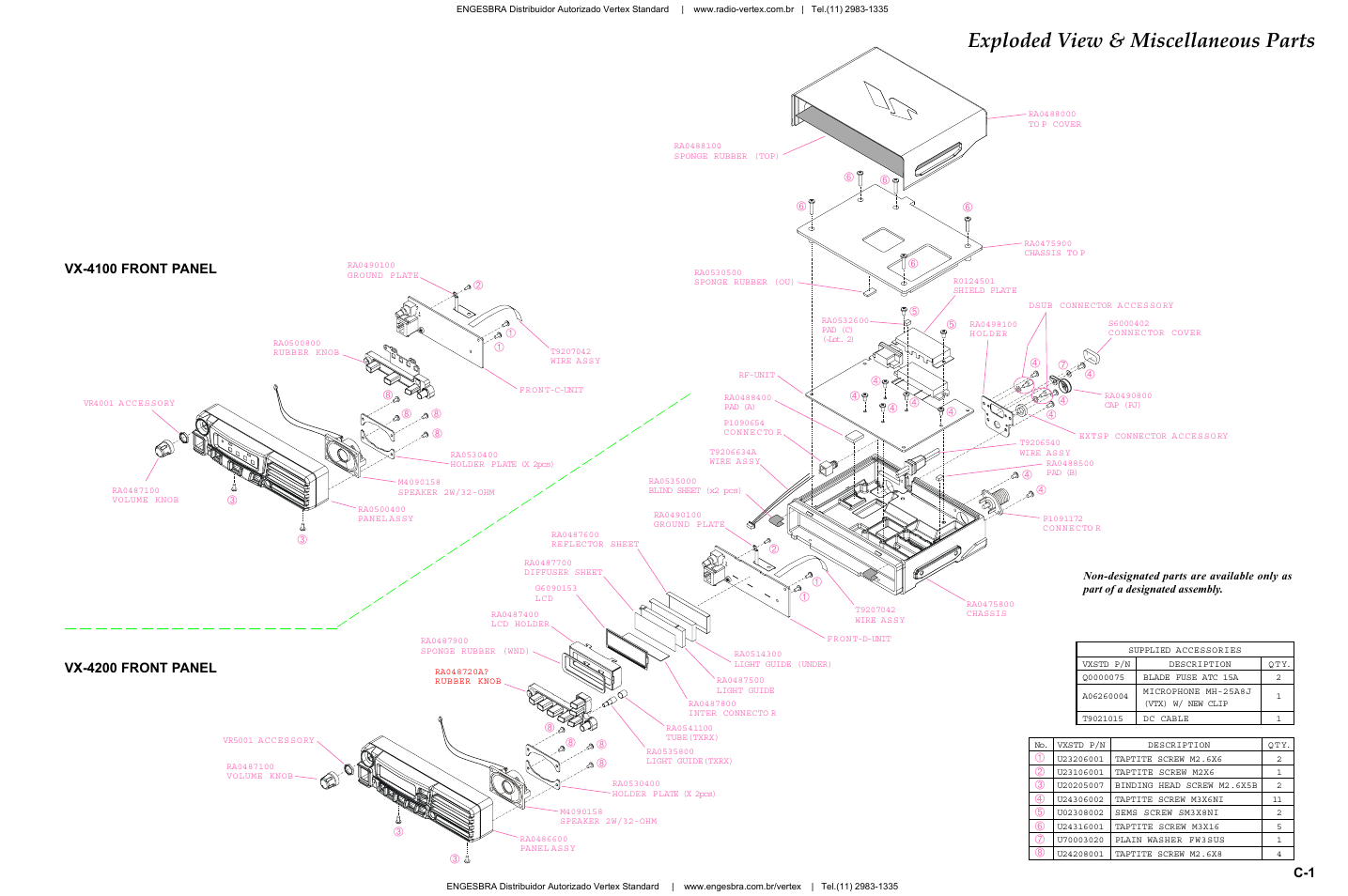 Exploded view & miscellaneous parts | Vertex Standard VX-4200 User Manual | Page 5 / 48