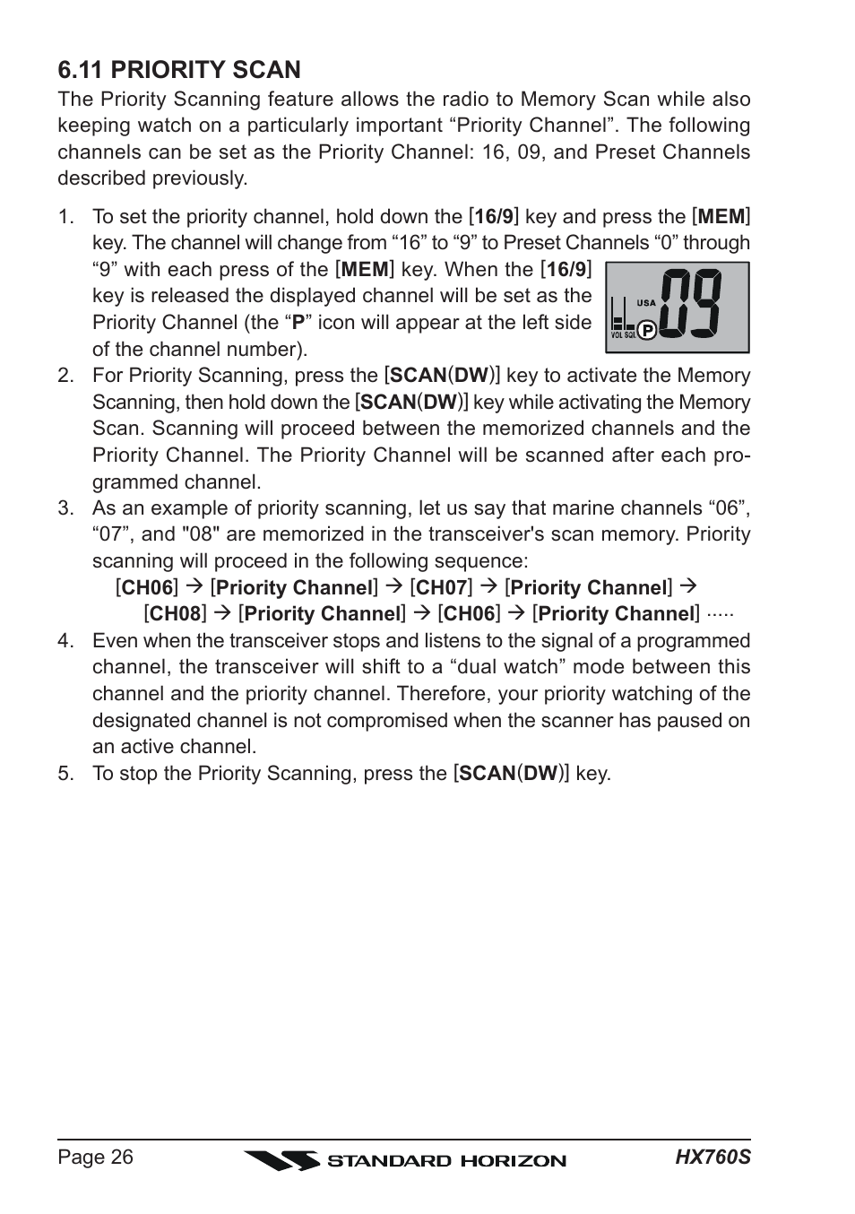 11 priority scan | Vertex Standard HX760S User Manual | Page 26 / 56