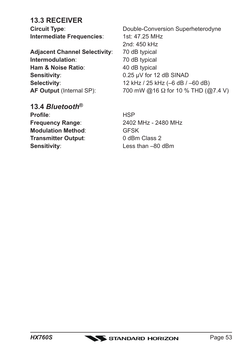 3 receiver, 4 bluetooth | Vertex Standard HX760S User Manual | Page 53 / 56