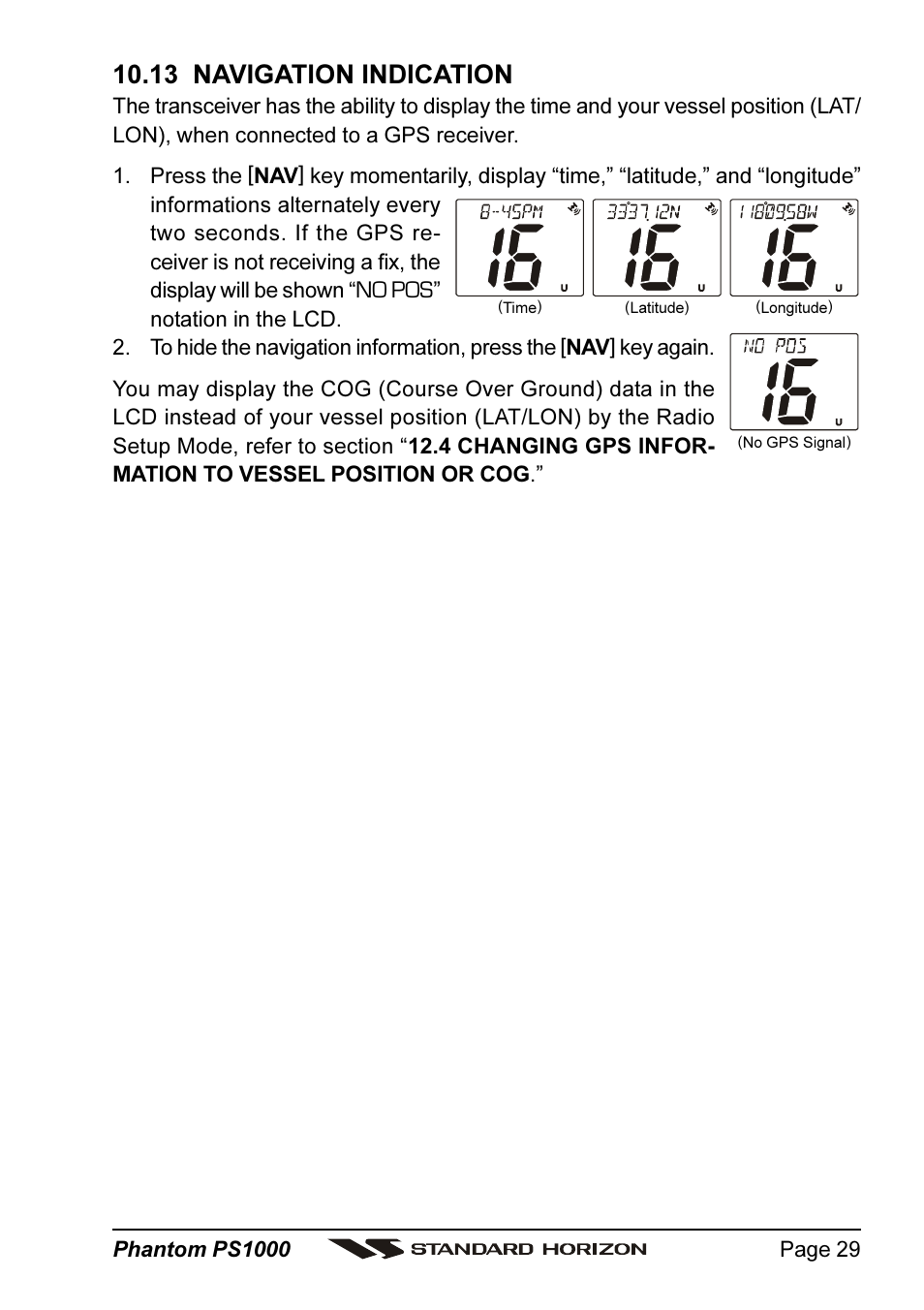 13 navigation indication | Vertex Standard PS1000 User Manual | Page 29 / 68