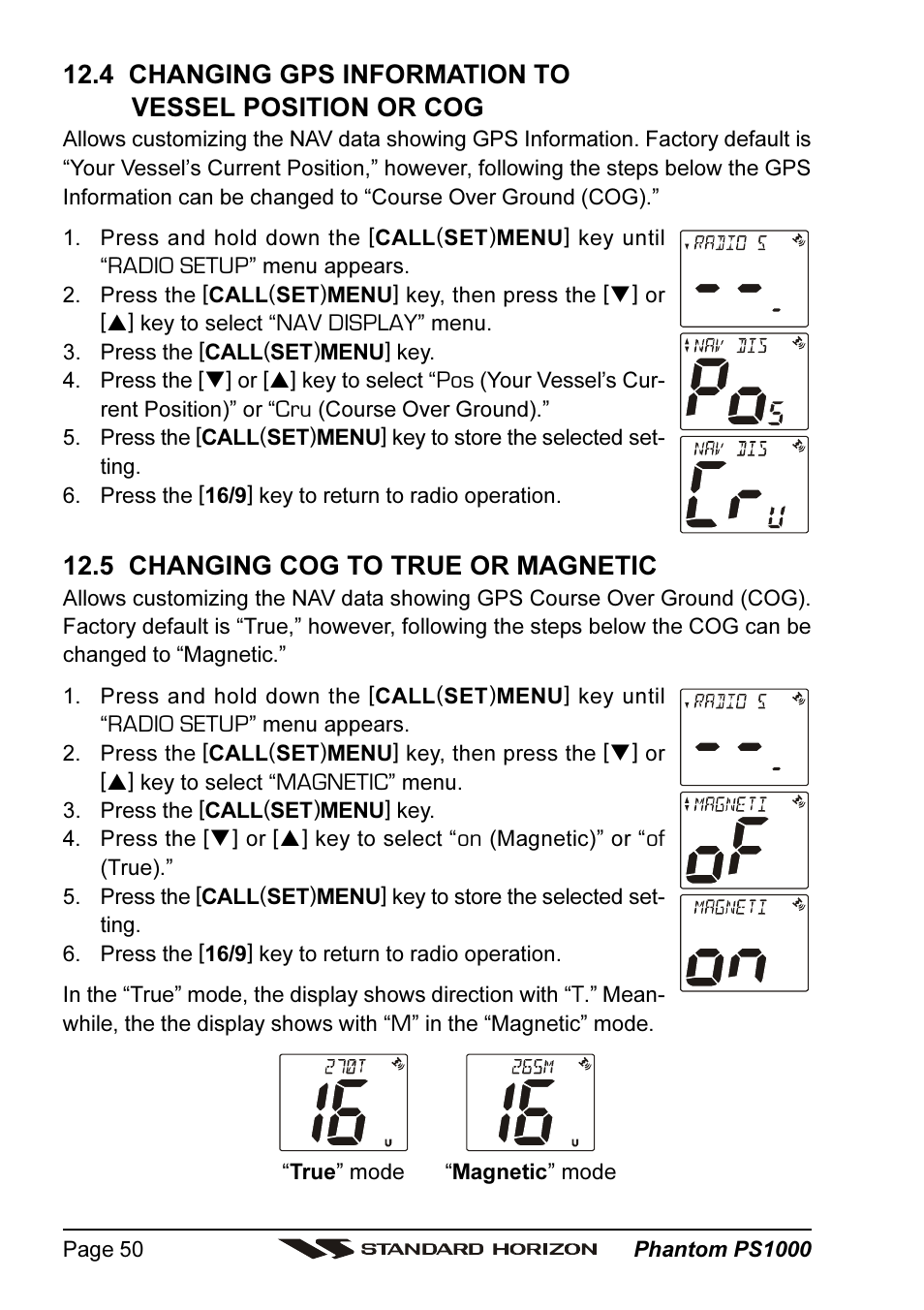 5 changing cog to true or magnetic | Vertex Standard PS1000 User Manual | Page 50 / 68