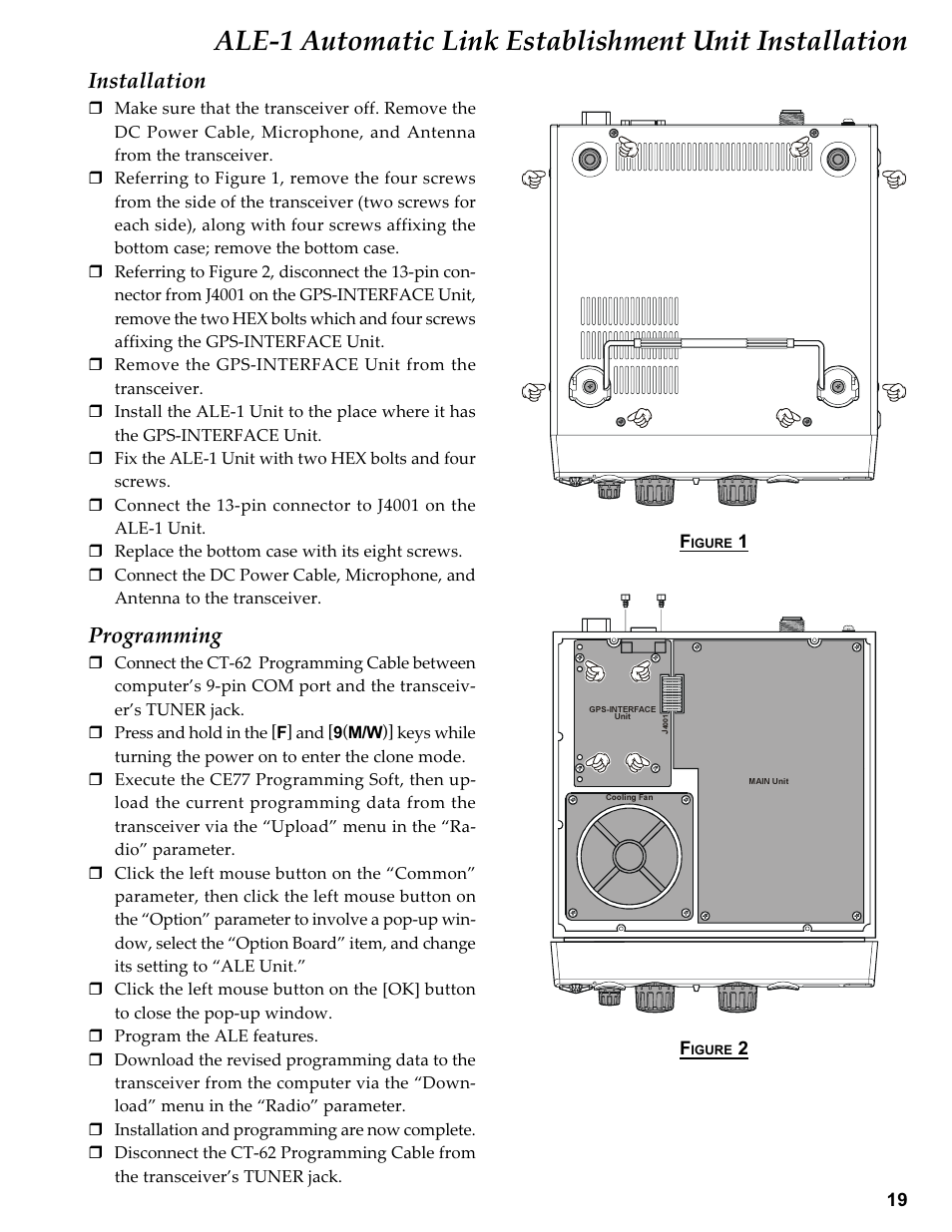 Installation, Programming | Vertex Standard TRANSCEIVER VX-1700 User Manual | Page 19 / 102