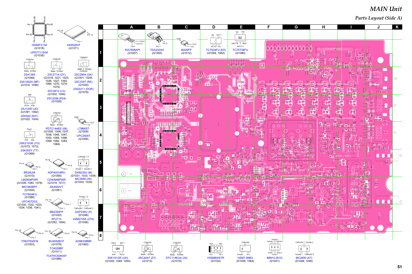 Parts layout (side a), Main unit | Vertex Standard TRANSCEIVER VX-1700 User Manual | Page 51 / 102