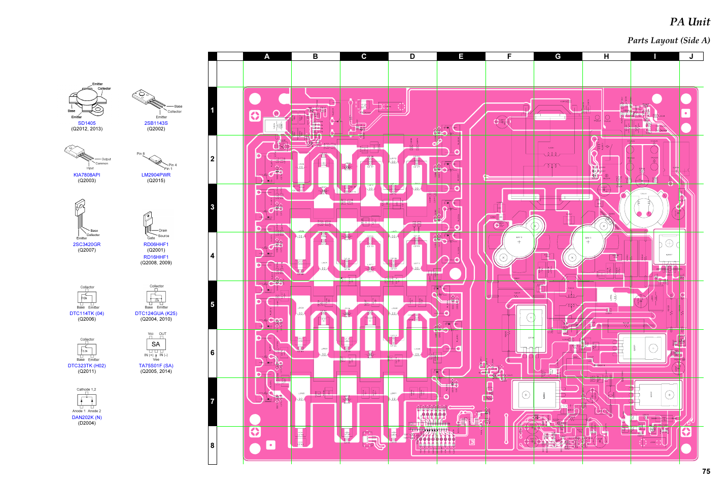 Parts layout (side a), Pa unit | Vertex Standard TRANSCEIVER VX-1700 User Manual | Page 75 / 102