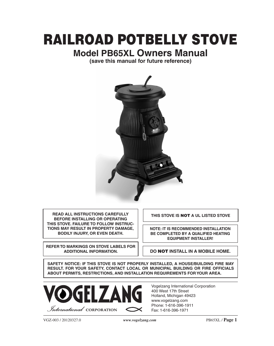 Vogelzang International PB65XL User Manual | 16 pages