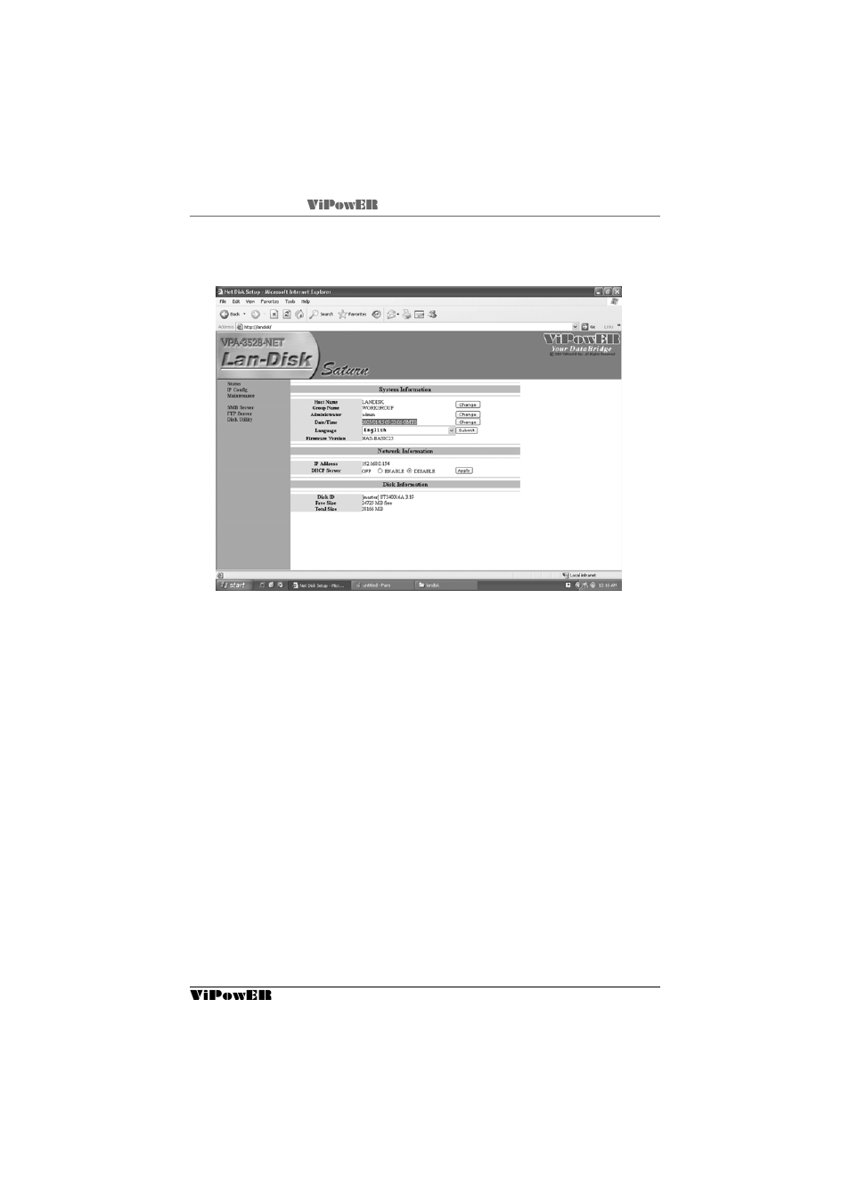 Reset the vpa-3528net network storage | VIPowER VPA-3528Net User Manual | Page 33 / 41