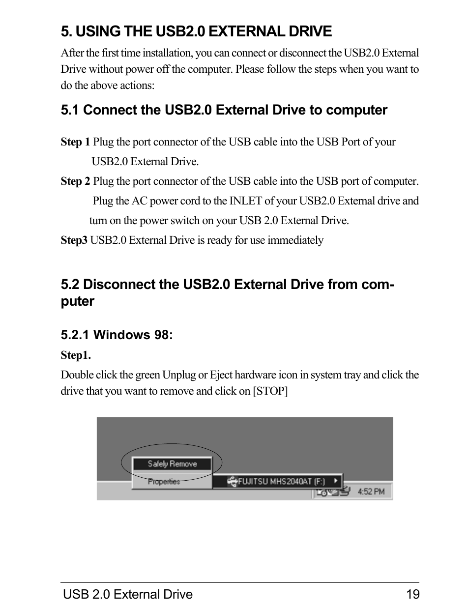 Using the usb2.0 external drive | VIPowER Hi-Speed External Drive USB 2.0 User Manual | Page 21 / 27