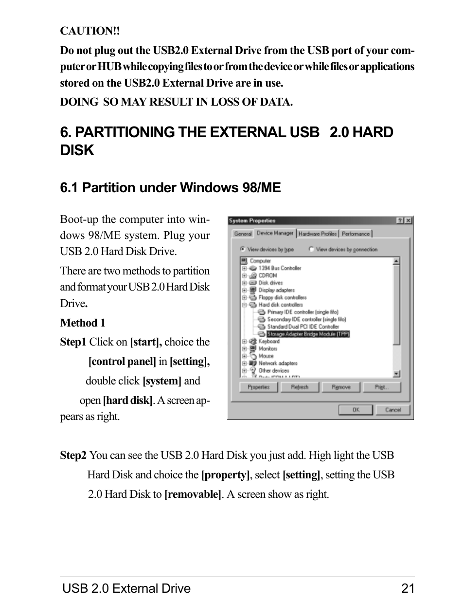 Partitioning the external usb 2.0 hard disk | VIPowER Hi-Speed External Drive USB 2.0 User Manual | Page 23 / 27