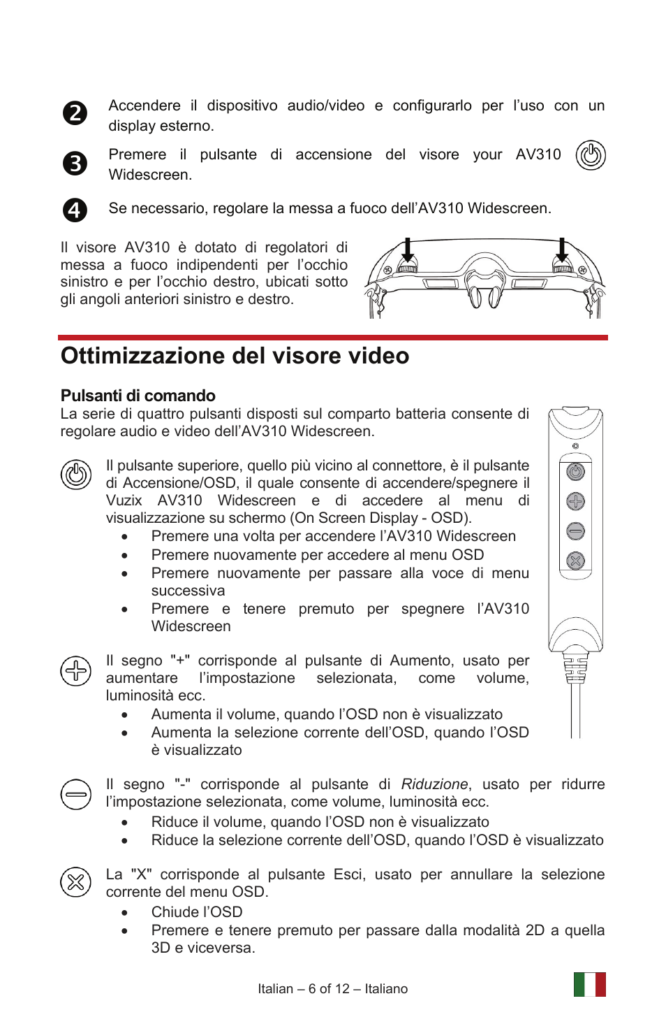 Ottimizzazione del visore video | Vuzix IWEAR AV310 User Manual | Page 56 / 76