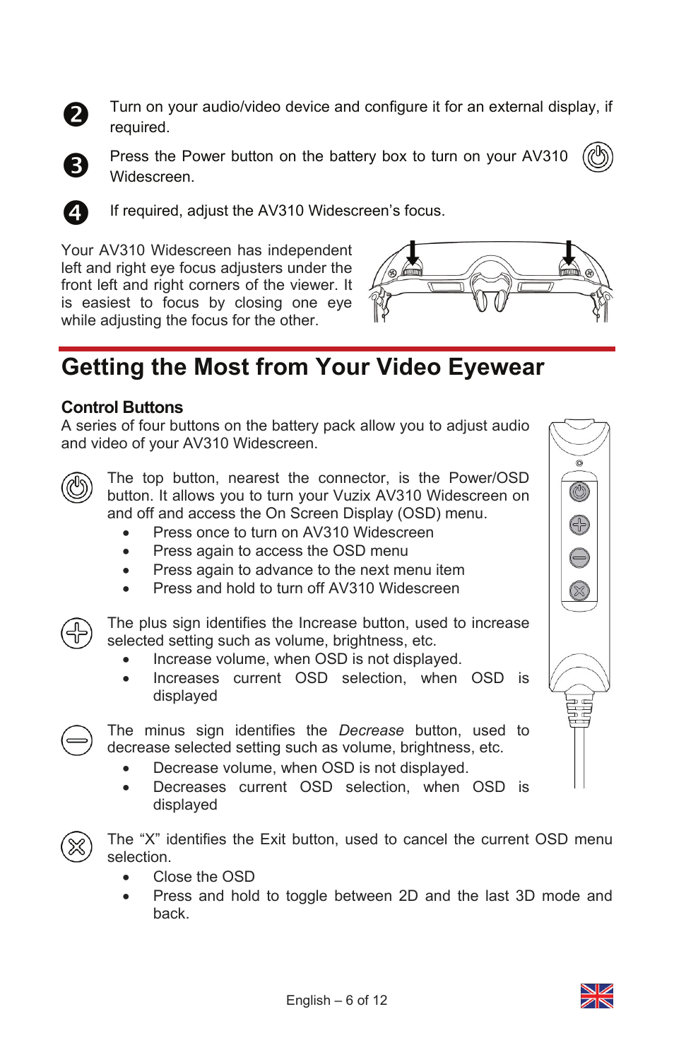 Getting the most from your video eyewear | Vuzix IWEAR AV310 User Manual | Page 6 / 76