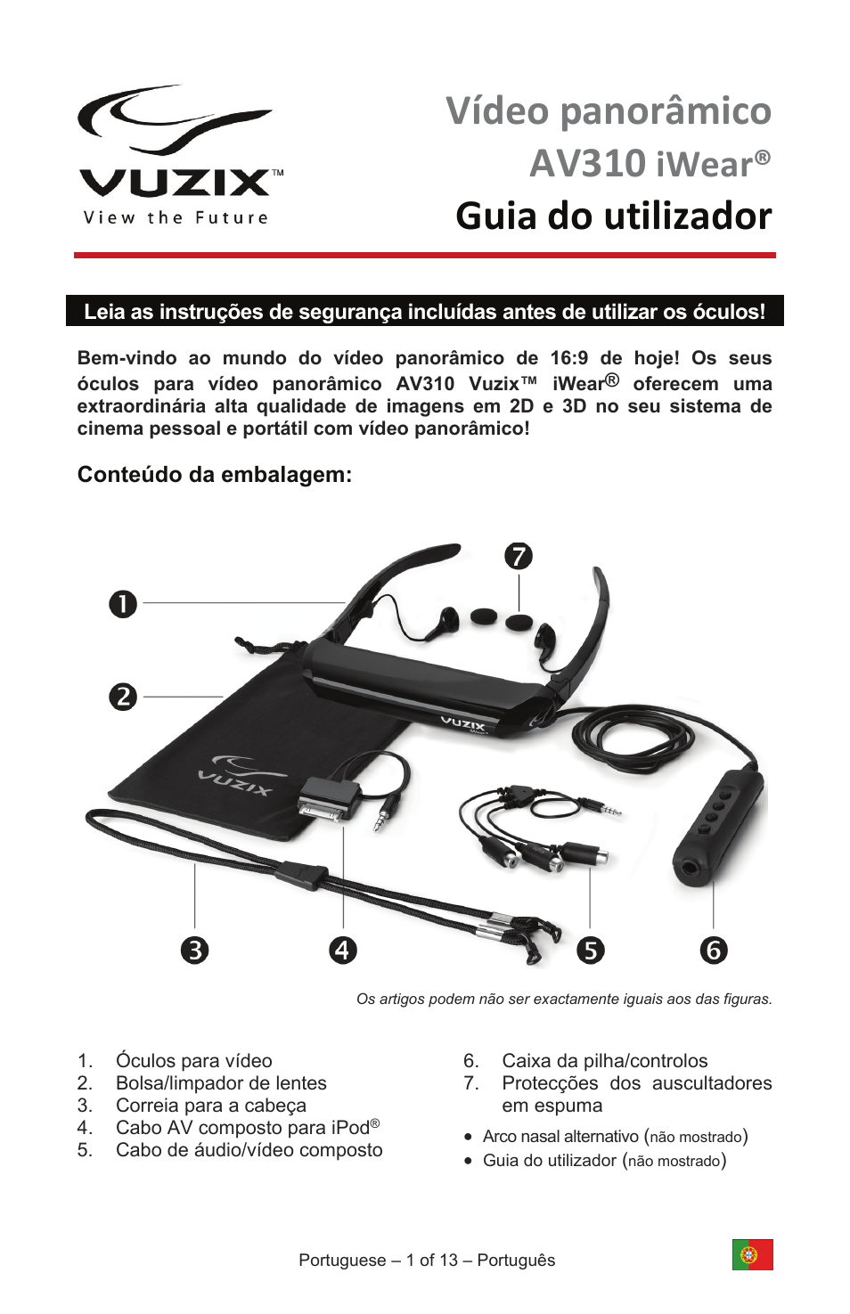 Av310ws_user_manual_pt, Vídeo panorâmico av310, Guia do utilizador | Iwear | Vuzix IWEAR AV310 User Manual | Page 63 / 76