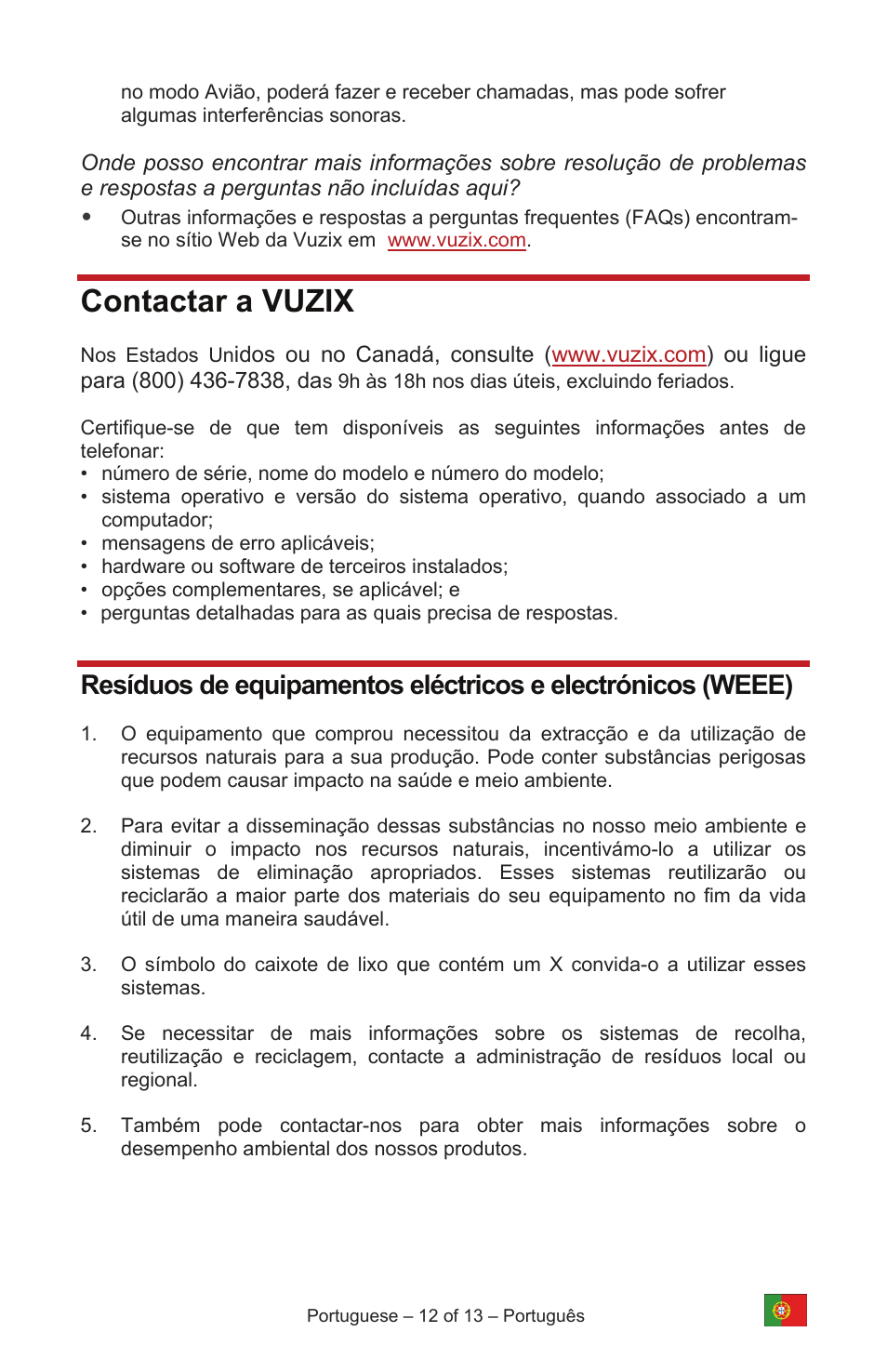 Contactar a vuzix | Vuzix IWEAR AV310 User Manual | Page 74 / 76