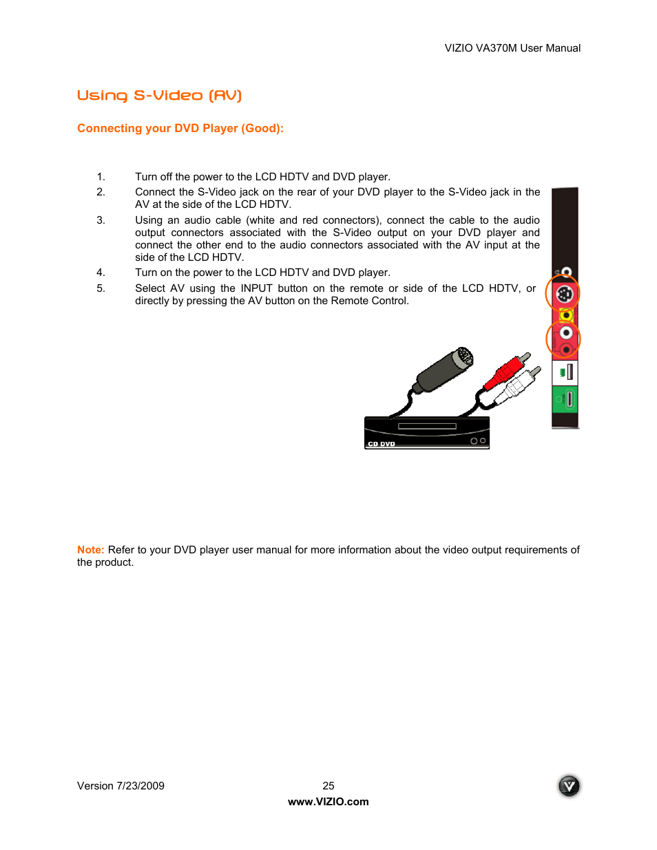 Using s-video (av) | Vuzix VA370M User Manual | Page 25 / 61