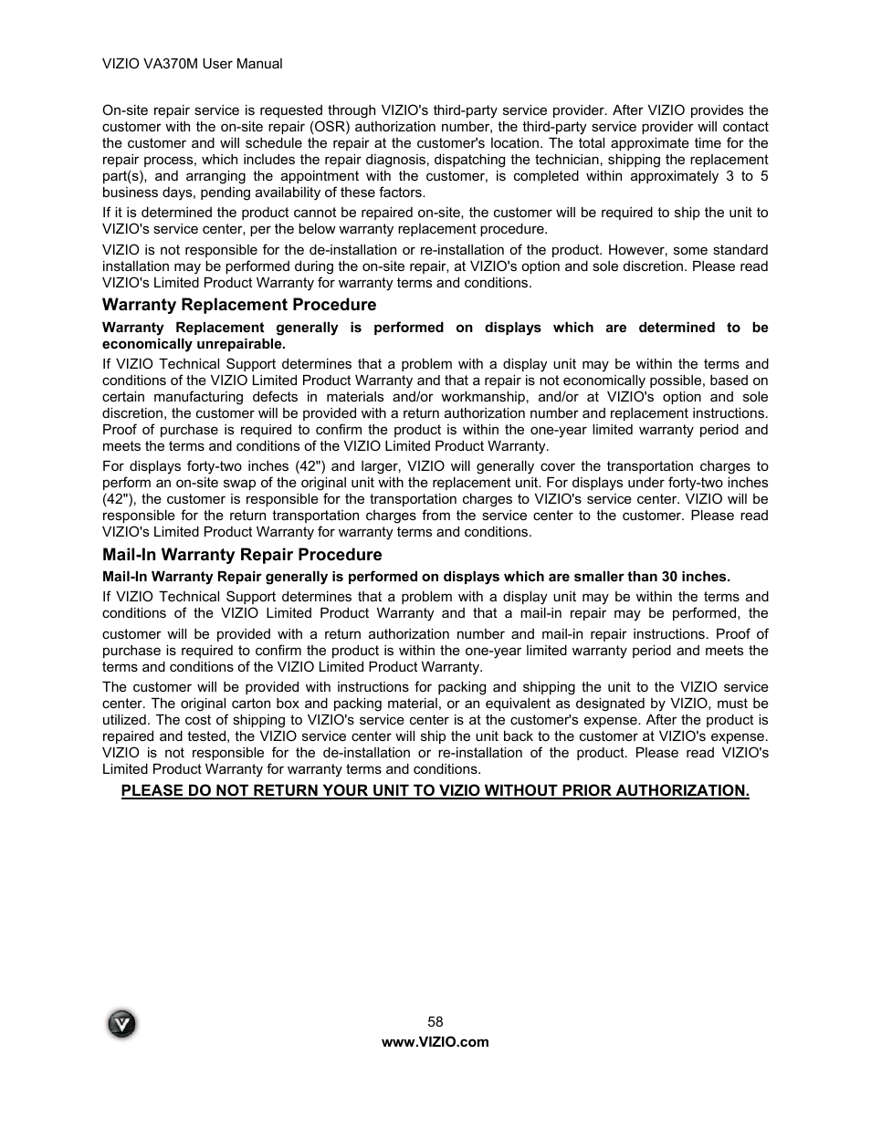 Vuzix VA370M User Manual | Page 58 / 61
