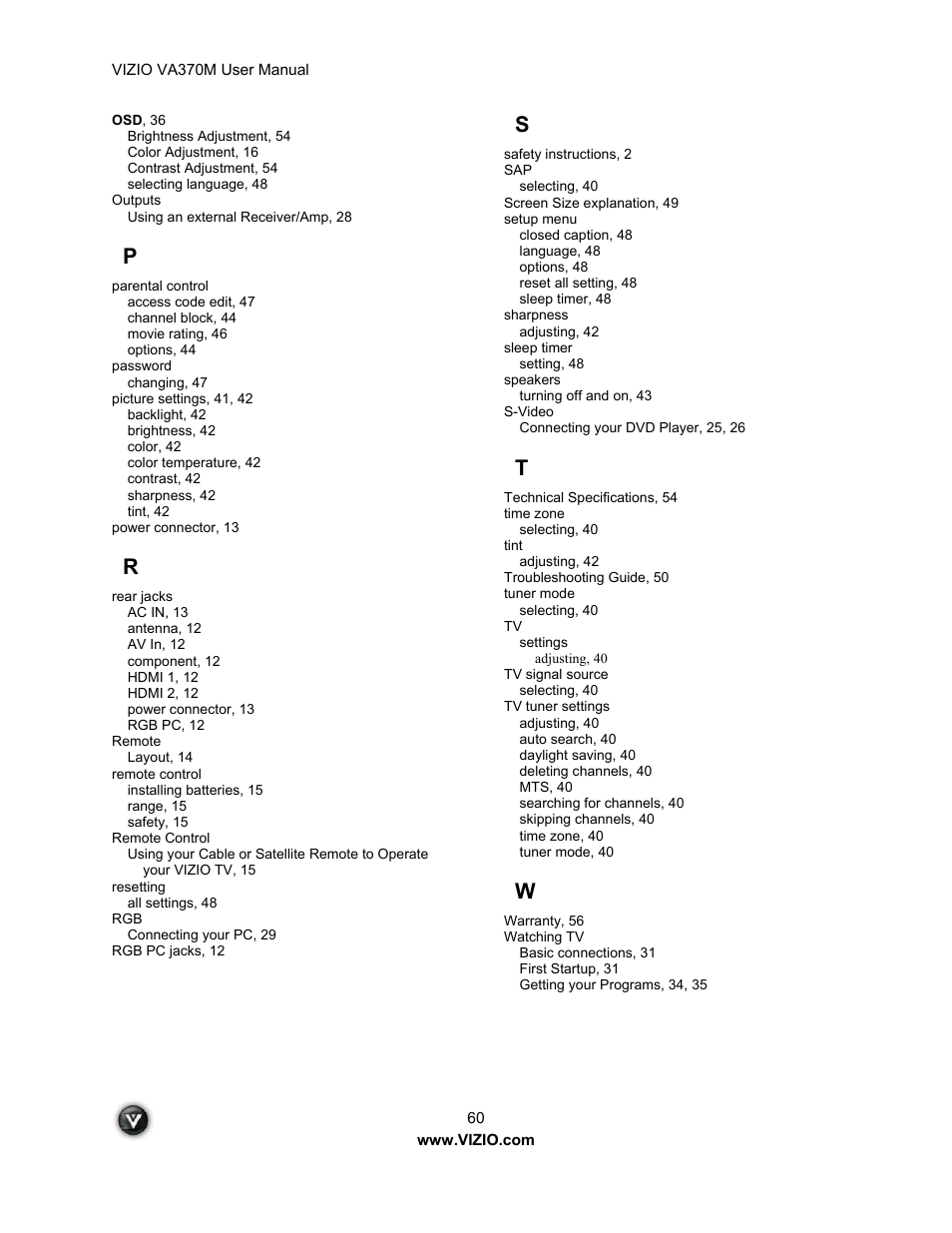 Vuzix VA370M User Manual | Page 60 / 61