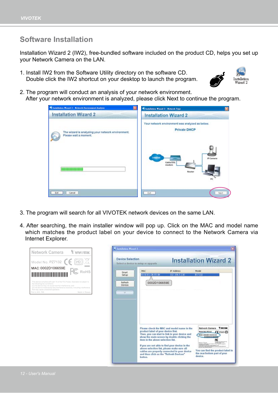 Software installation | Vivotek PZ7132 User Manual | Page 12 / 130