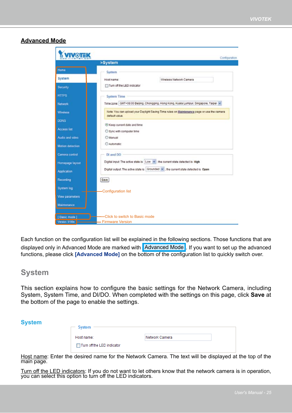 System | Vivotek PZ7132 User Manual | Page 25 / 130
