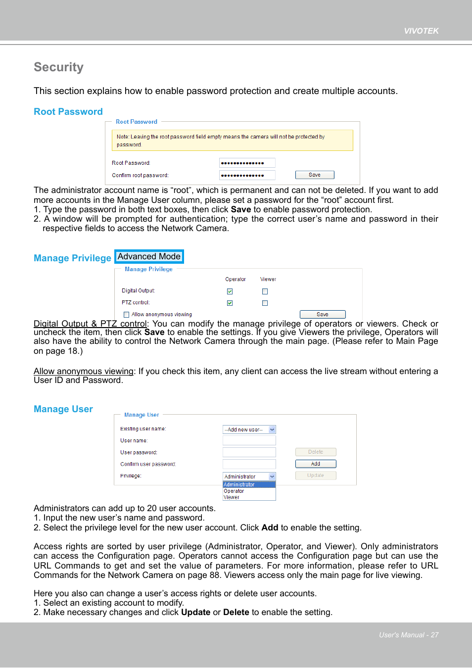 Security | Vivotek PZ7132 User Manual | Page 27 / 130