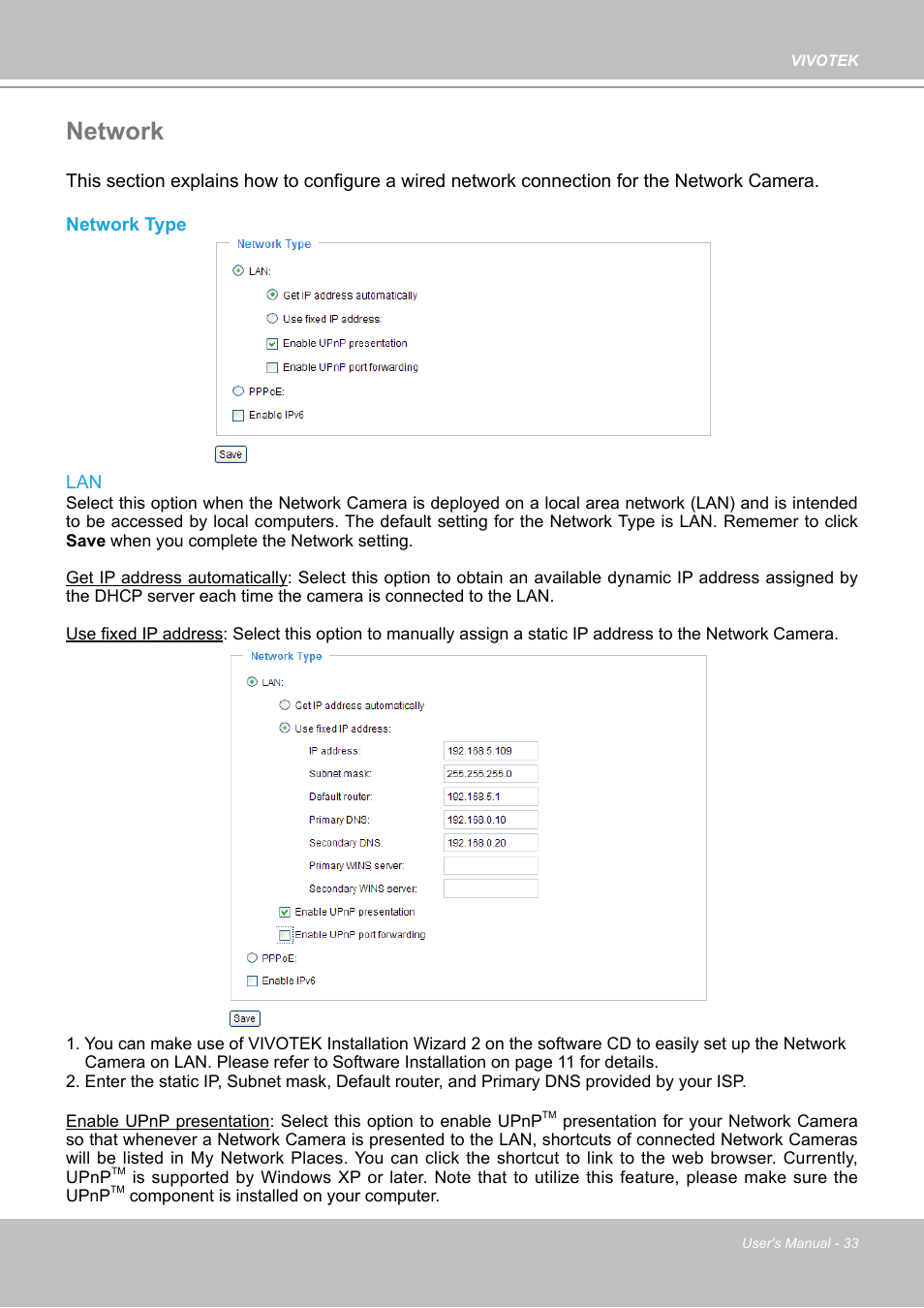 Network | Vivotek PZ7132 User Manual | Page 33 / 130