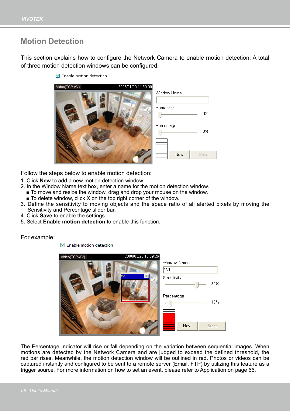 Motion detection | Vivotek PZ7132 User Manual | Page 58 / 130
