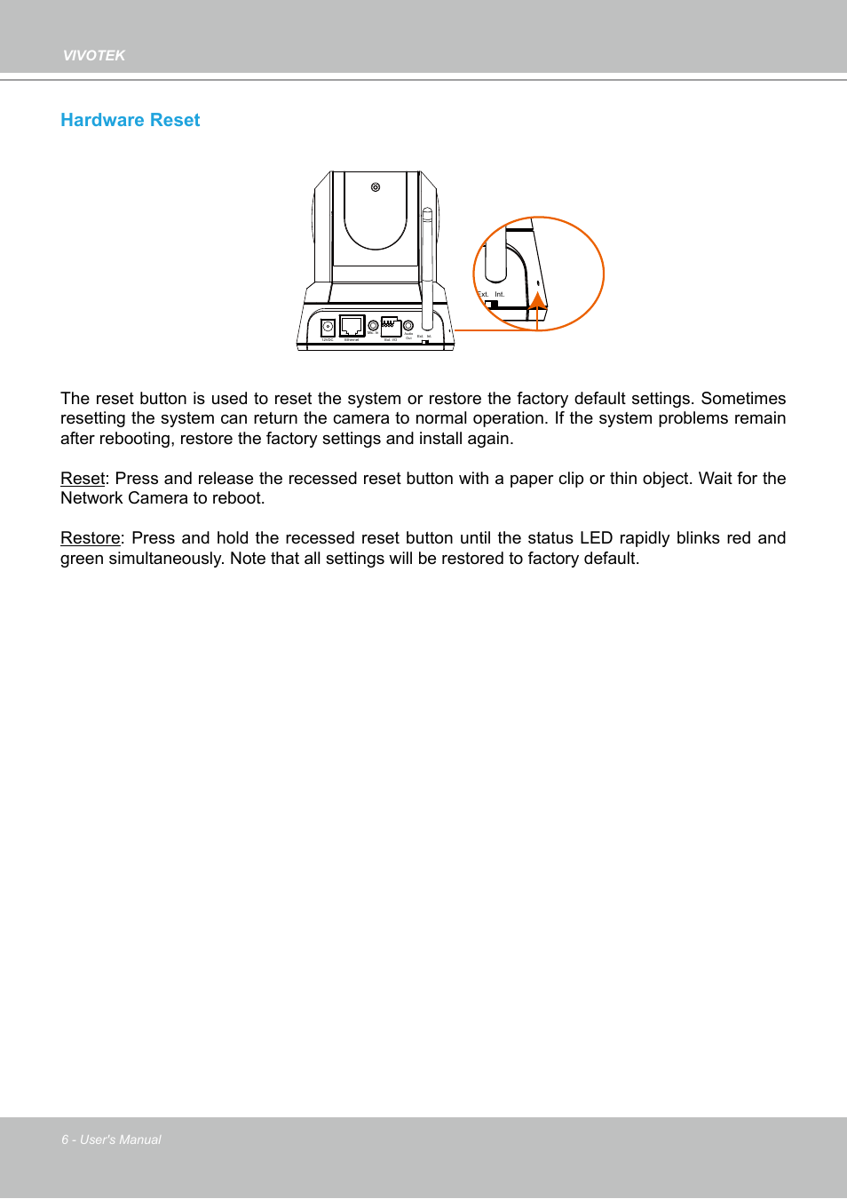 Hardware reset, Vivotek | Vivotek PZ7132 User Manual | Page 6 / 130